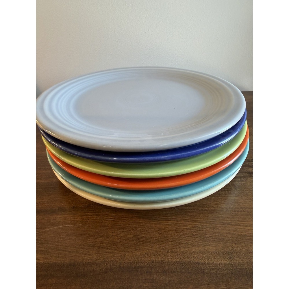 Lot Of 6 Vintage Fiestaware 9-1/2" HLC Fiesta Original Colors Luncheon Plates